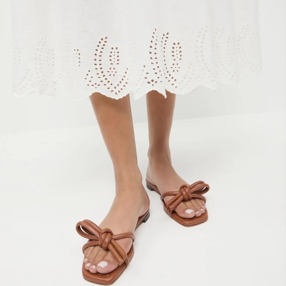 Loeffler Randall - Hadley Timber Leather Bow Sandal | LIKE NEW |  ORIGINAL BOX